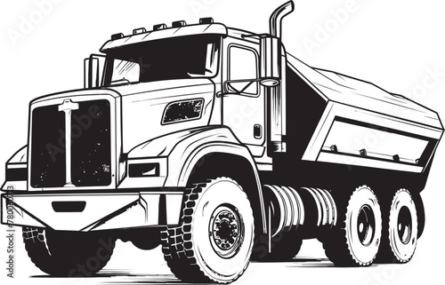 Sketchy Transporter: Sketch Icon Graphics of Dump Truck SketchArt Haul: Vector Logo Design with Dump Truck Sketch