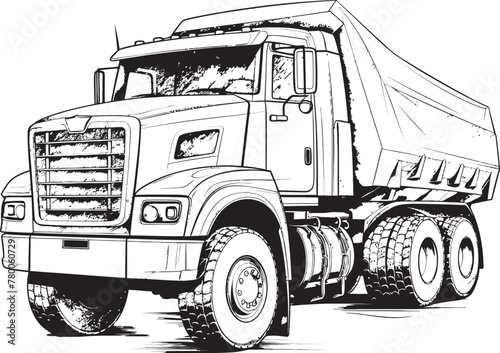 SketchArt Haulage: Sketch Icon Graphics of Dump Truck Sketchy Cargo: Vector Logo Design with Dump Truck Sketch