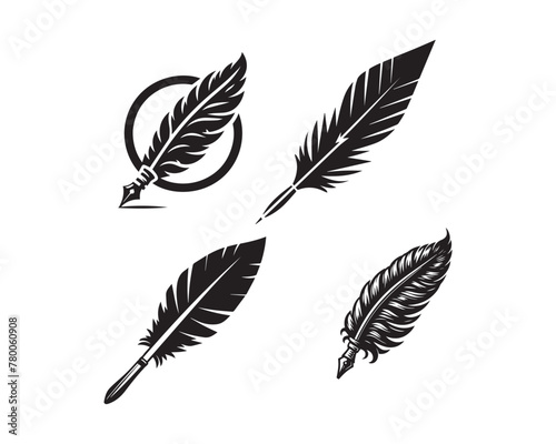 quill  silhouette vector icon graphic logo design