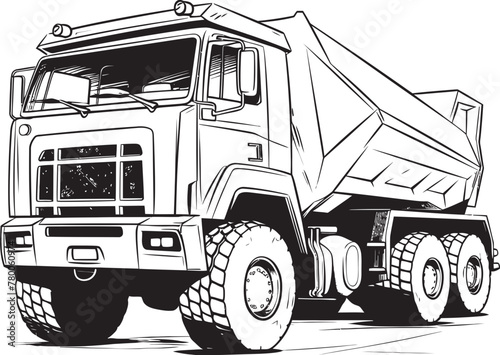Dump Truck Blueprint: Sketch Logo Design Sketchy Hauler: Vector Dump Truck Sketch