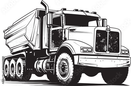 Dump Truck Express: Vector Logo with Sketch Sketchy Payload: Dump Truck Icon Graphics