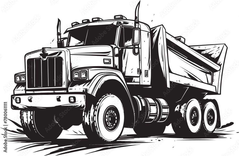 DumpCanvas: Vector Logo Design Featuring Sketch of Dump Truck SketchHauler: Dump Truck Icon Design