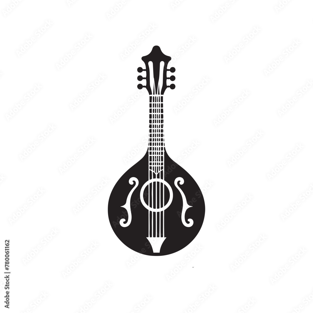 Obraz premium Musical Harmony: Detailed Mandolin Silhouette Illustration, Enhanced with Minimal Vector Rendering, Mandolin Illustration - Minimallest Mandolin Vector