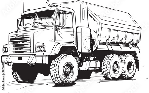 Sketchy Load: Dump Truck Sketch Emblem Dump Truck Express: Vector Logo with Sketch