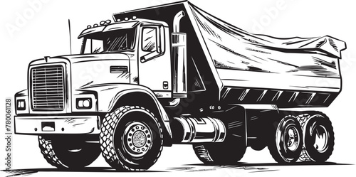 Vector Dump Blueprint: Sketch Logo Design Dump Truck Doodles: Sketchy Icon Graphics