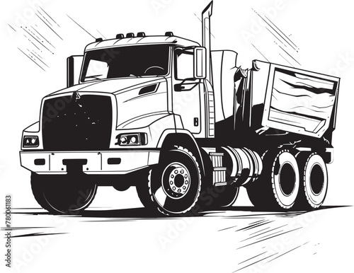 Sketchy Freight Carrier: Dump Truck Sketch Icon Graphics Vector Dump Blueprint: Sketch Logo Design