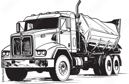 DumpSketcher: Vector Sketch of Dump Truck Icon TruckCanvas: Sketch Logo Design of Dump Truck