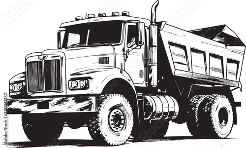 Sketchy Cargo Carrier: Dump Truck Sketch Icon Dump Truck Blueprint: Sketch Design