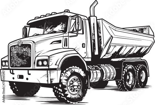 TruckCanvas: Sketch Logo Design of Dump Truck DumpMasterpiece: Vector Sketch Graphic of Dump Truck
