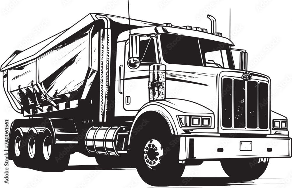 Vector Dump Blueprint: Sketch Emblem Design Dump Truck Doodles: Sketchy Icon