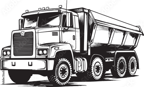 Sketchy Transporter: Dump Truck Vector Logo Dump Truck Draft: Vector Sketch
