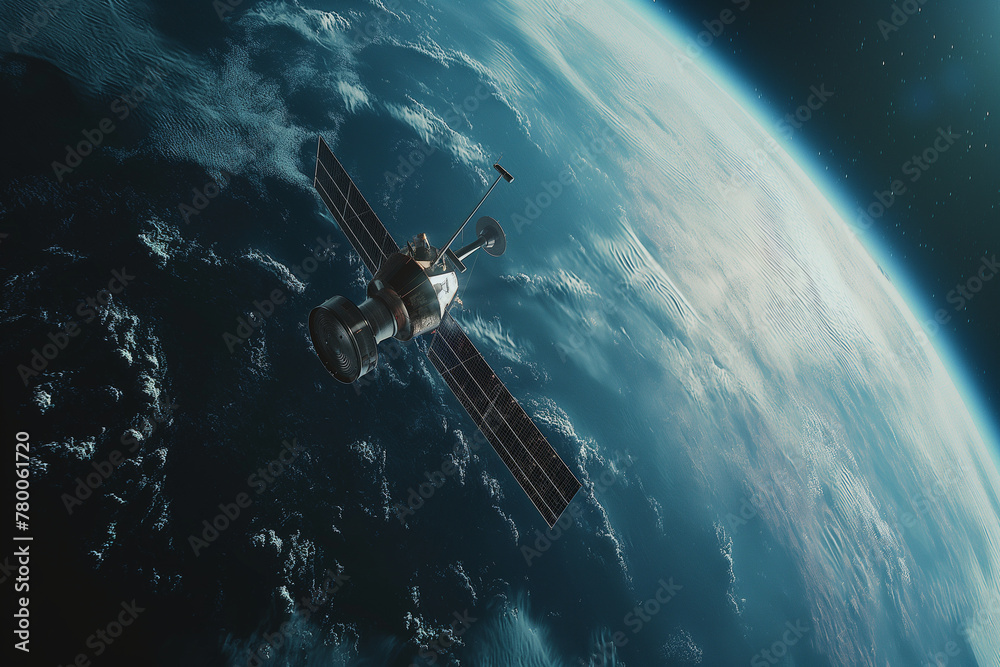 Fototapeta premium an artificial satellite passes by the earth