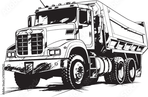 SketchHaulage: Vector Sketch of Dump Truck Logo DumpExpress: Sketch Icon of Dump Truck