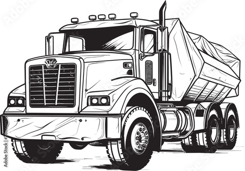 TruckSketcher: Dump Truck Sketch Graphic SketchHaul: Vector Logo Design with Sketch of Dump Truck