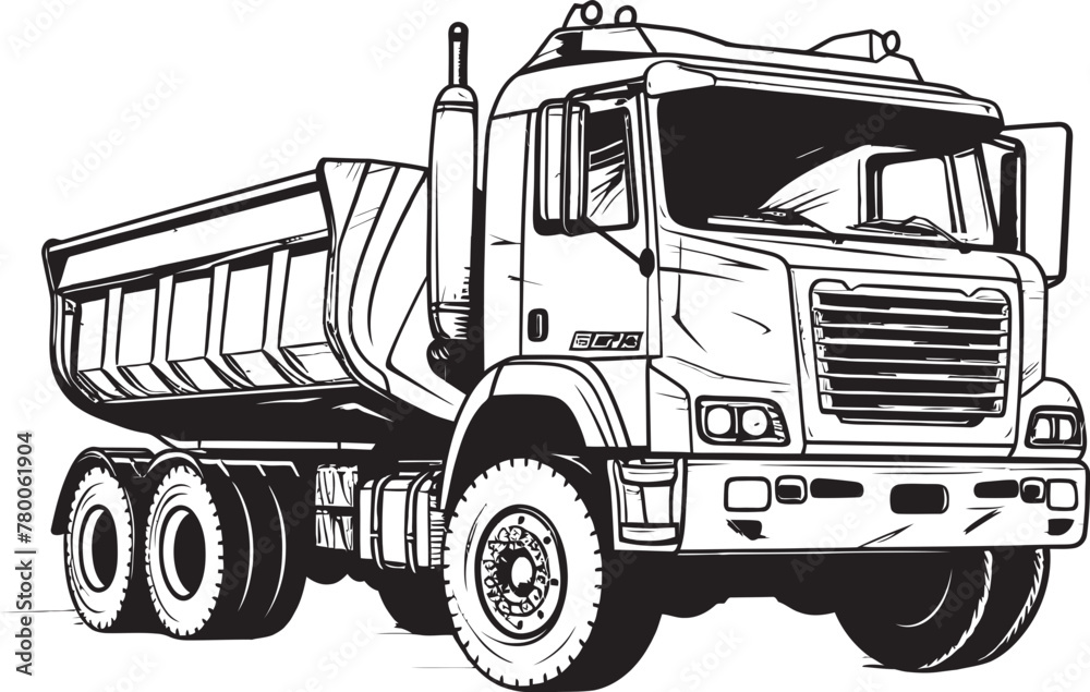 SketchHaulage: Sketch Icon of Dump Truck Design DumpExpress: Vector Logo Design with Sketch of Dump Truck
