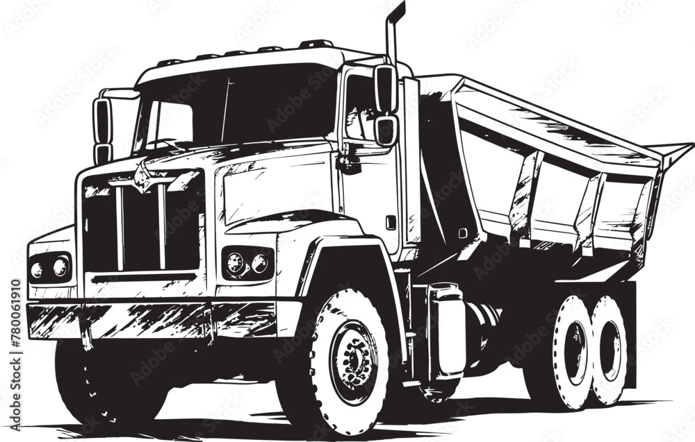 DumpExpress: Vector Logo Design with Sketch of Dump Truck TruckSketcher: Sketch Graphic of Dump Truck Icon