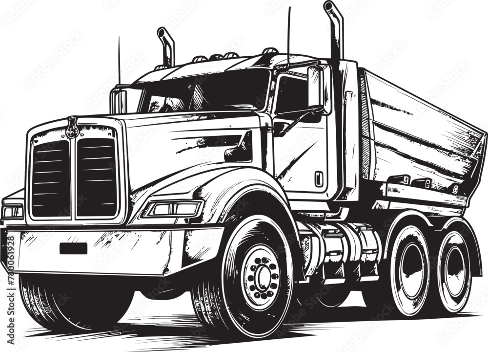 DumpArt: Sketch Icon of Dump Truck TruckCanvas: Vector Logo Design with Dump Truck Sketch