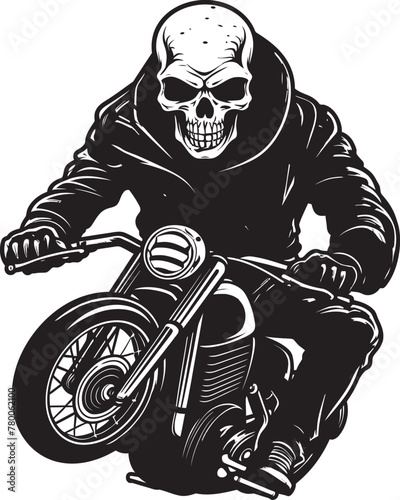 Infernal Riders: Skull Motorbike Rider Icon Design Skull Blaze: Vector Logo Design for Skull Motorbike Rider