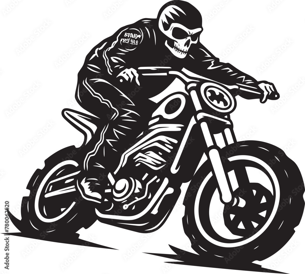 Grim Reaper's Roar: Vector Logo of the Fierce Skull Biker Bone Battalion: Skull Motorbike Rider Emblematic Charge Grim Reaper's Roar: Vector Logo of the Fierce Skull Biker Bone Battalion: Skull Motorbike Rider Emblematic Charge