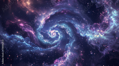 Spiral galaxy in cosmic nebula