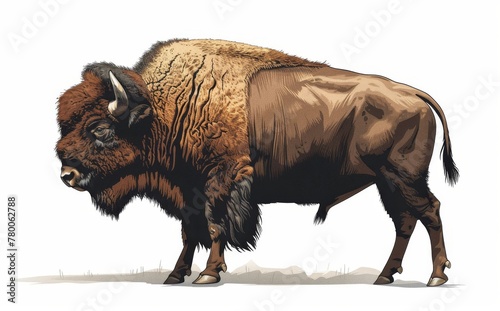 Majestic, wild, bison, powerful, grazing