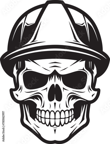 Construction Sentinel: Vector Logo Design for Site Safety Skull Architect: Iconic Helmet-Wearing Skull Graphics