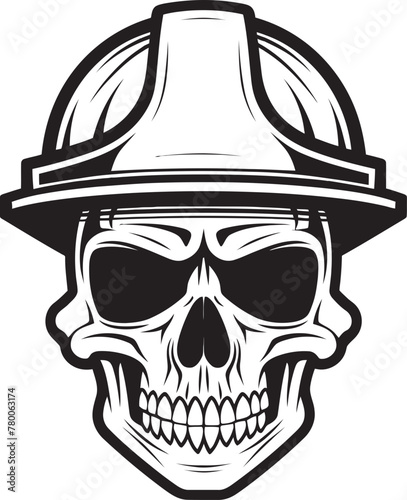 Scaffold Skull Sentry: Worker Emblem Design Skull Safety Sentinel: Construction Helmet Vector Logo