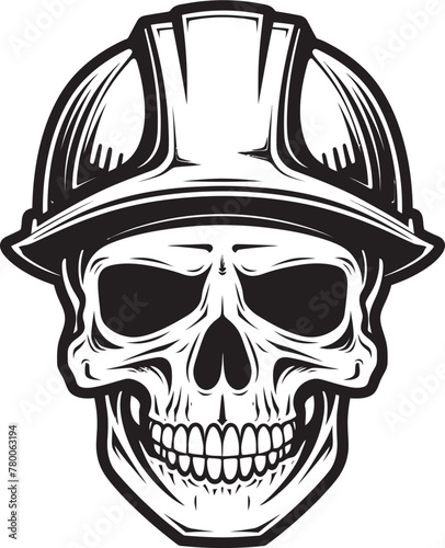 Hard Hat Protector: Iconic Skull in Construction Helmet Graphics Construction Warden: Vector Logo Design for Site Safety