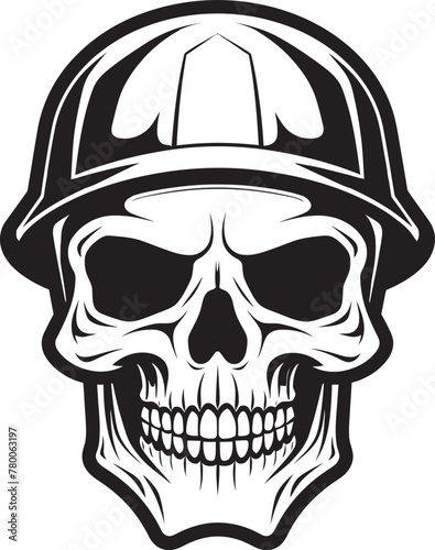 Construction Reaper Emblem: Skull in Hardhat Logo Scaffold Skull Sentry: Worker Emblem Design