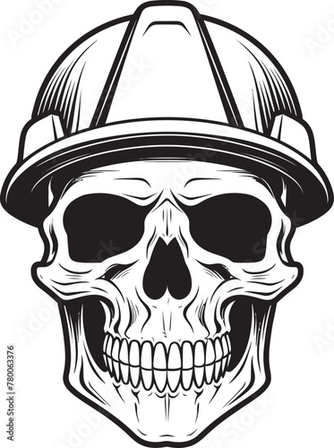 Scaffold Squire: Skull Worker Helmet Icon Safety Sentry: Construction Helmet Vector Emblem