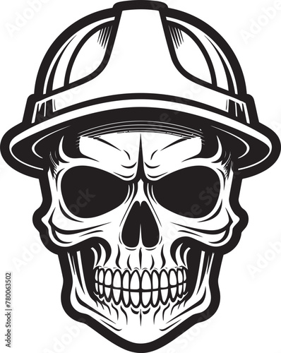 Hard Hat Protector: Vector Logo Design for Construction Workers Construction Warden: Iconic Skull in Helmet Graphics
