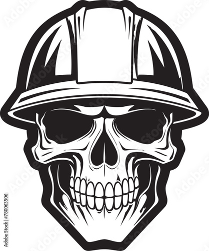 Construction Reaper: Skull Wearing Hard Hat Icon Skull Safety: Vector Logo Design for Construction Professionals
