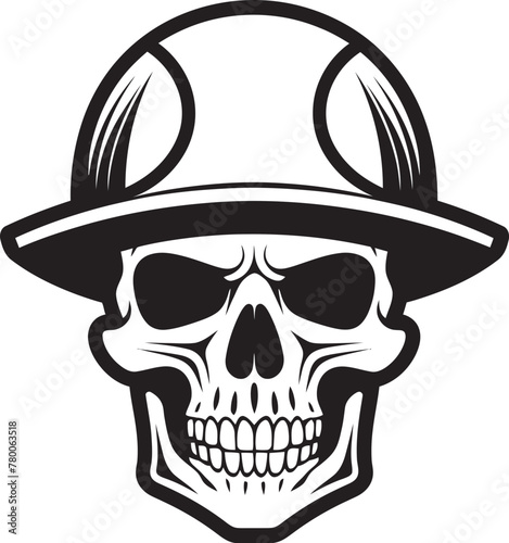 Construction Warden: Iconic Skull in Helmet Graphics Skull Scaffold: Vector Logo Design for Site Safety