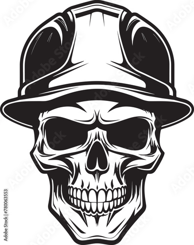 Hard Hat Guardian: Vector Logo Design for Site Safety Construction Protector: Iconic Skull in Construction Helmet Graphics