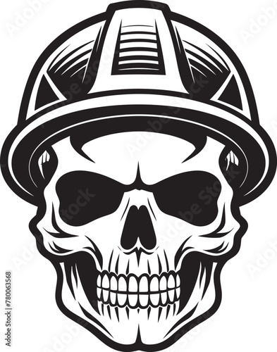 Hard Hat Protector: Iconic Helmet-Wearing Skull Graphics Construction Warden: Vector Logo Design for Site Safety