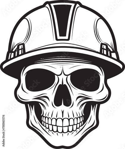 Construction Warden: Vector Logo Design for Site Safety Skull Scaffold: Iconic Skull in Construction Helmet Graphics