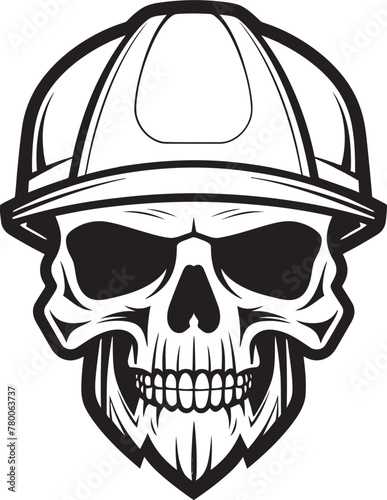 Skull Constructor: Vector Logo Design for Construction Workers Hard Hat Sentinel: Iconic Skull in Construction Helmet Graphics