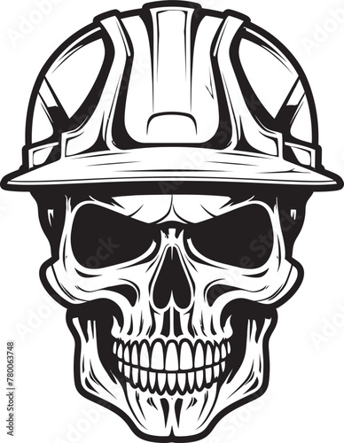 Skull Builder: Iconic Helmet-Wearing Skull Graphics Hard Hat Protector: Vector Logo Design for Construction Professionals © BABBAN