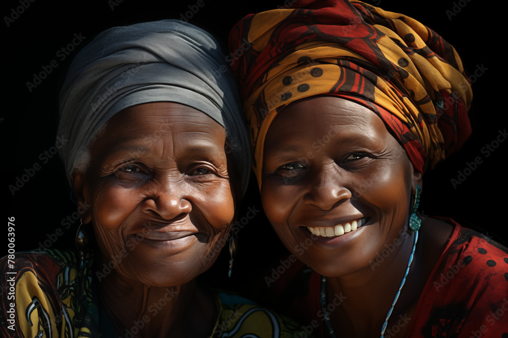Two black women smiling. African elderly lady. Elderly African American women. Old person. Africa. AI. Friend. Friends. Two black women smiling. African elderly lady. Elderly African American women. Old person. Africa. AI. Friend. Friends.