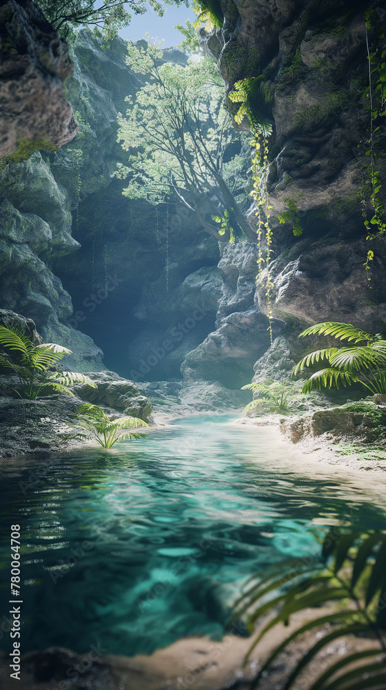 beautiful cave with a river beautiful cave with a river