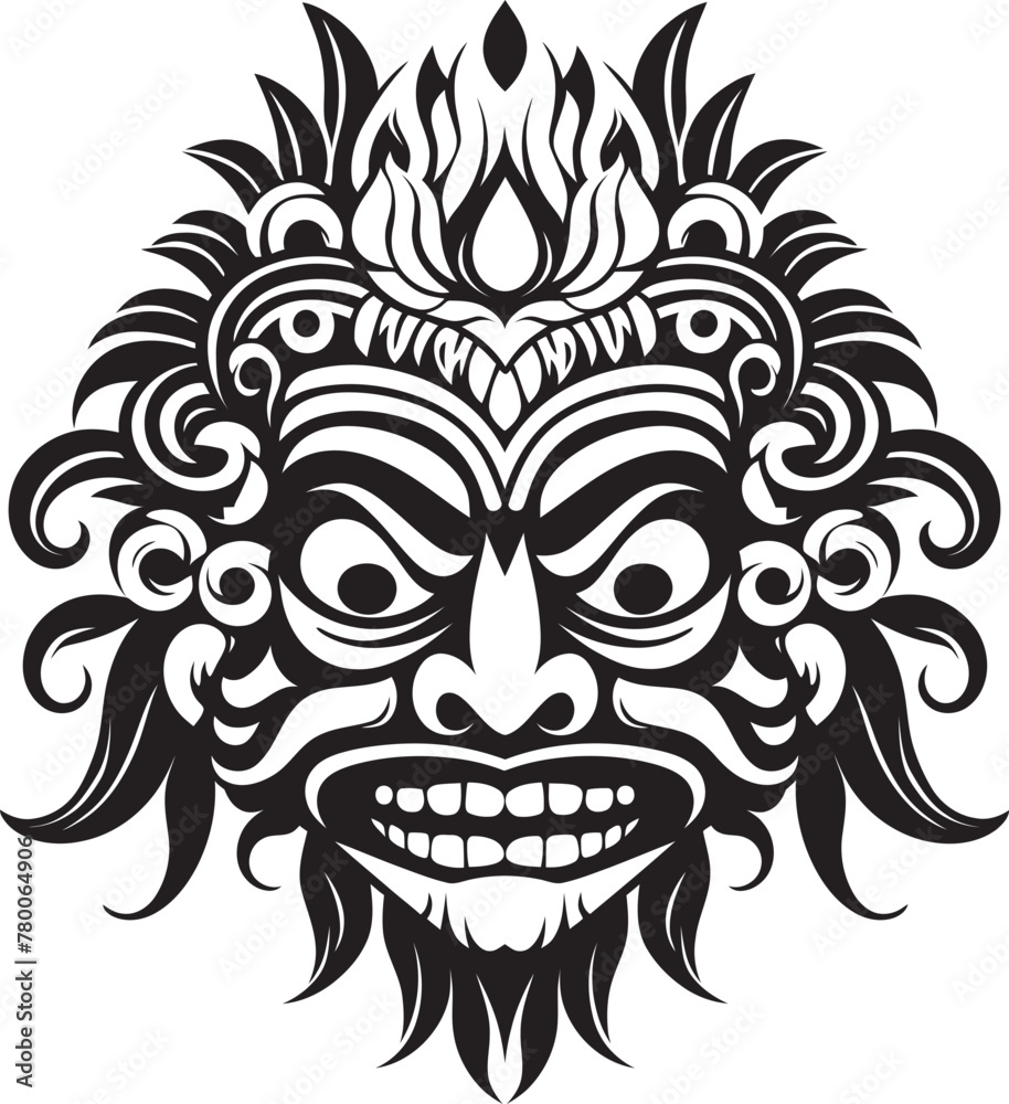 Bali Essence: Traditional Mask Icon Graphics Island Spirit: Bali Mask Emblem Logo