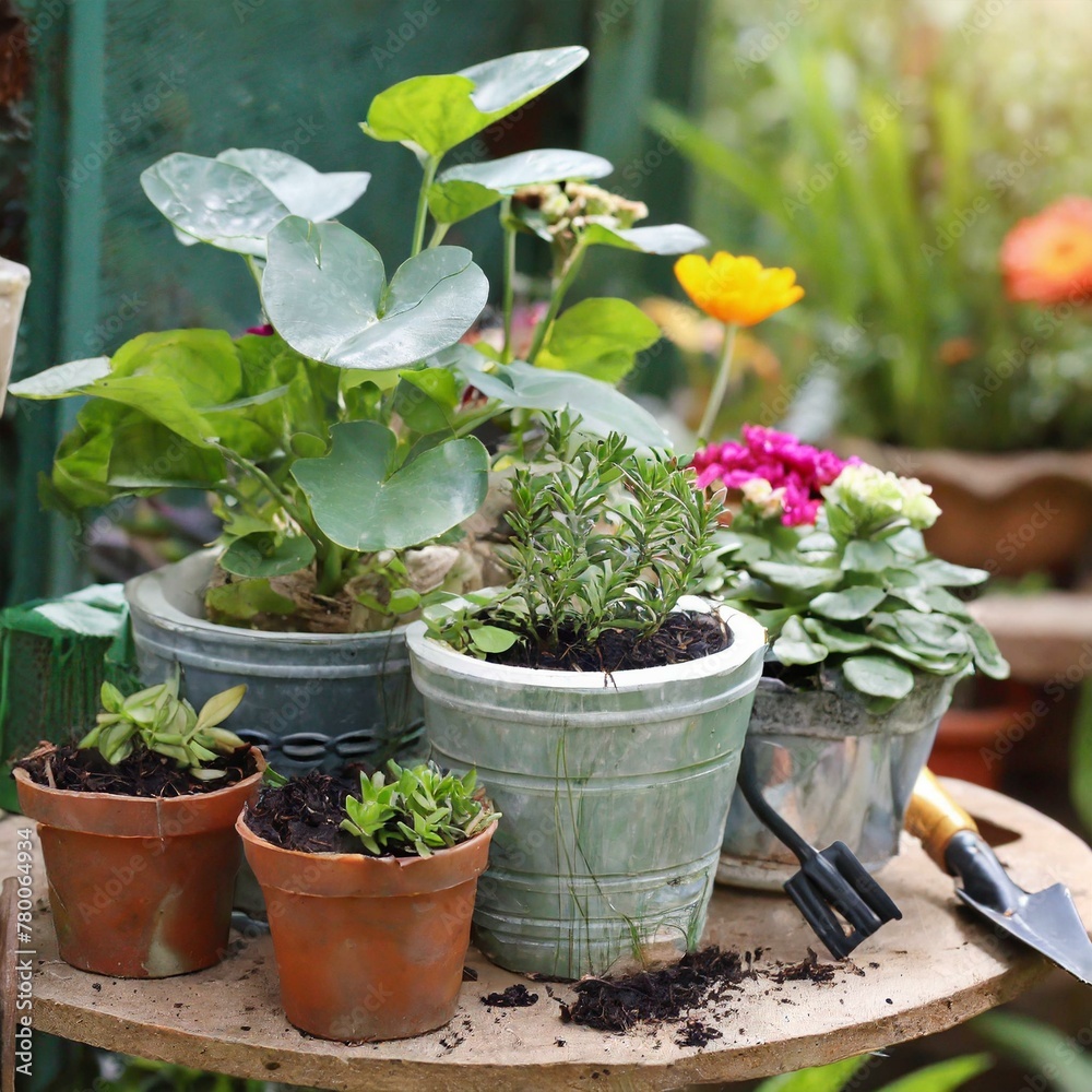 flowers in pots