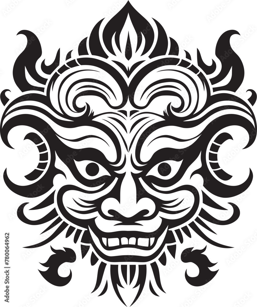 Enigmatic Elegance: Traditional Balinese Mask Icon Graphics Mythical Masks: Vector Bali Mask Emblem Design Enigmatic Elegance: Traditional Balinese Mask Icon Graphics Mythical Masks: Vector Bali Mask Emblem Design