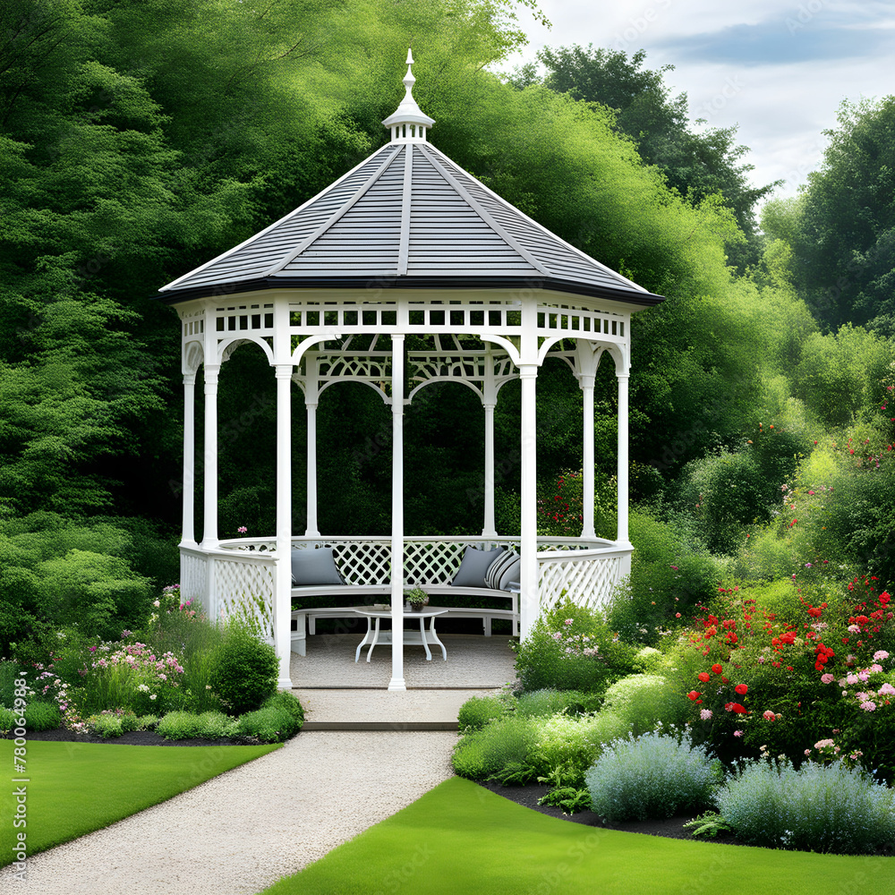 Obraz premium Gazebo in the park.White gazebo
