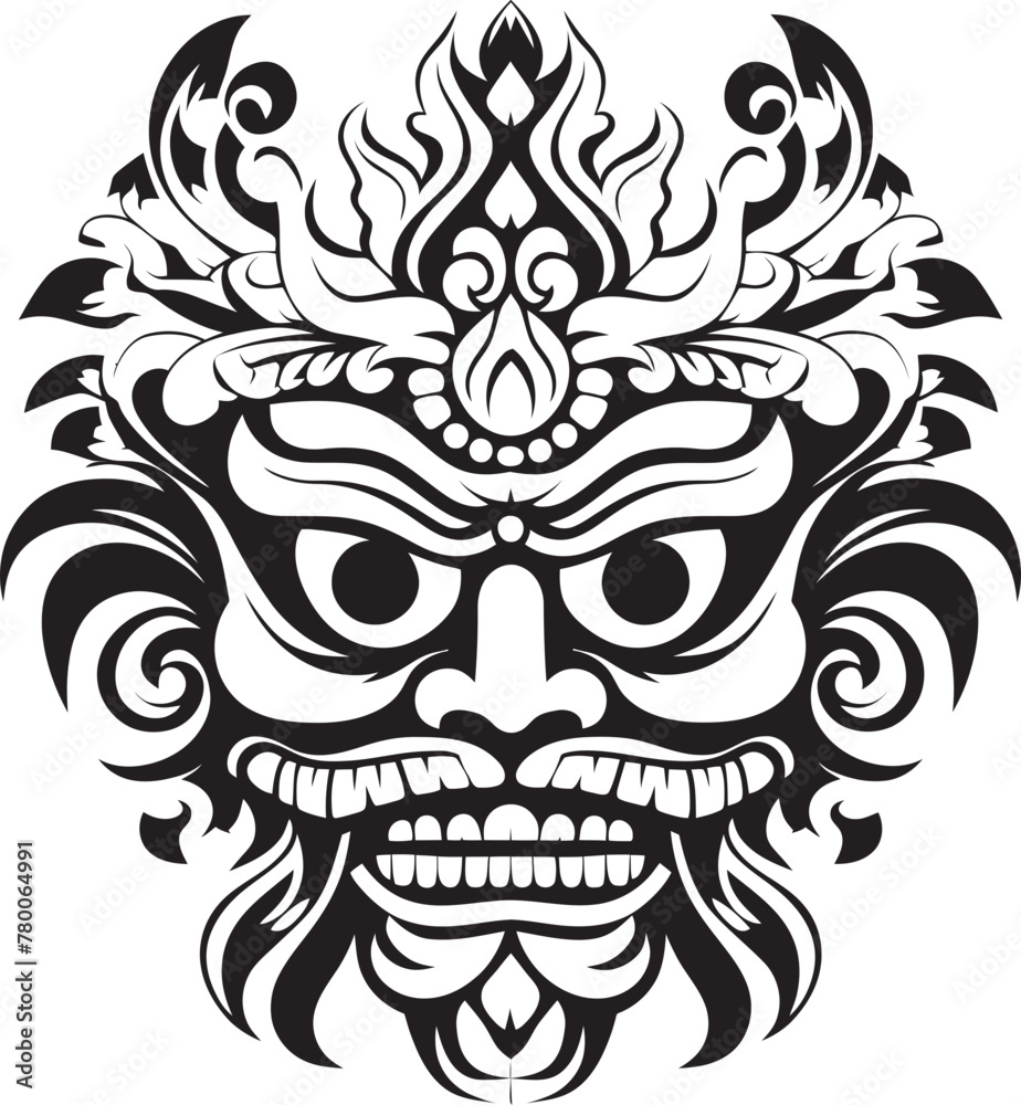 Island Majesty: Traditional Mask Emblem Graphics Timeless Treasures: Bali Mask Vector Logo