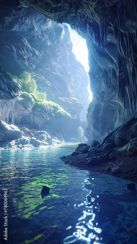 beautiful cave with a river © dip
