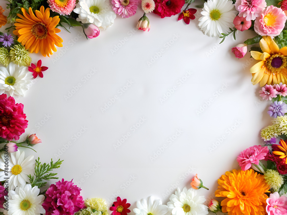 frame made of colorful flowers