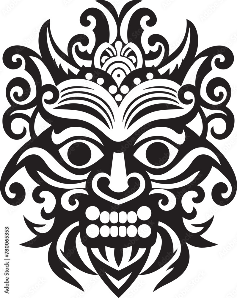 Island Legacy: Traditional Balinese Mask Icon Ancient Allure: Vector Bali Mask Emblem Island Legacy: Traditional Balinese Mask Icon Ancient Allure: Vector Bali Mask Emblem