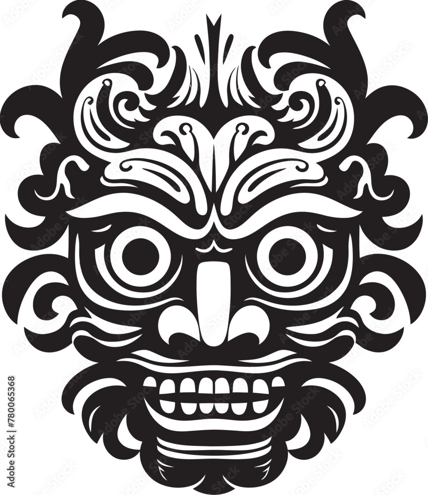 Bali Beauty: Bali Mask Vector Logo Island Legacy: Traditional Balinese Mask Icon