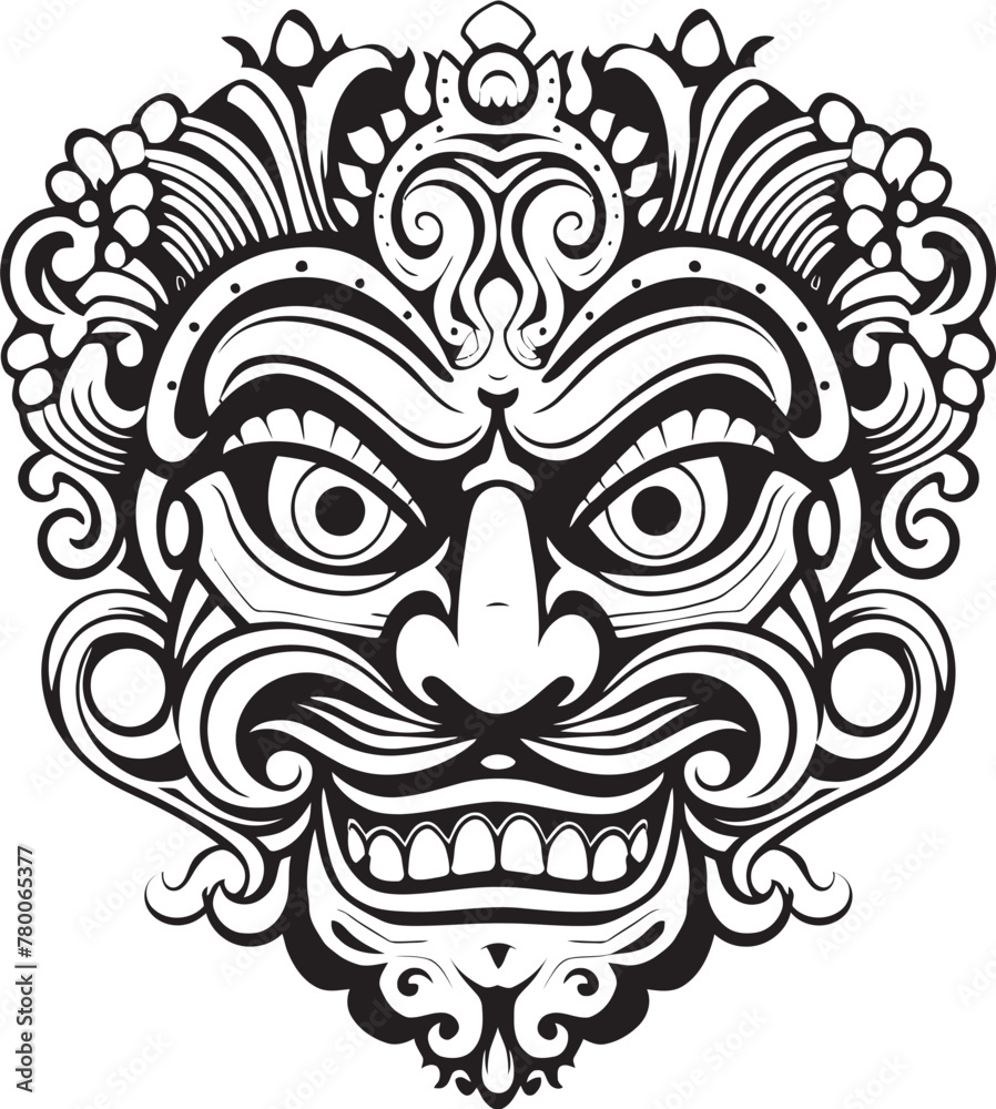 Island Elegance: Bali Mask Icon Design Mystical Heritage: Vector Logo of Traditional Bali Mask